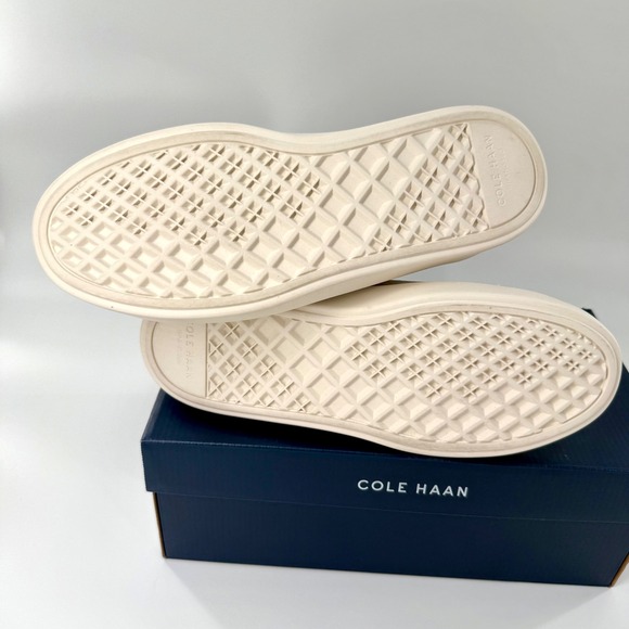 NEW Cole Haan Coaster Sneakers Ivory Dove Suede leather Gold W32152  9 Low Top - Picture 5 of 7